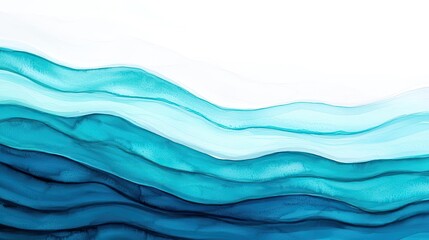 Poster - Water watercolor concept. Abstract waves in soothing shades of blue create a peaceful, flowing design.