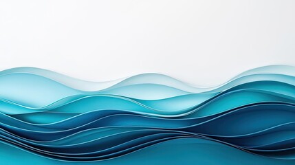 Poster - Water watercolor concept. A serene abstract wave design in soothing blue tones, perfect for backgrounds.