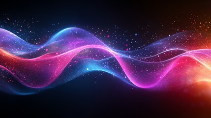 Wall Mural - luminous waveforms: a vibrant, abstract artwork of flowing, multicolored light particles