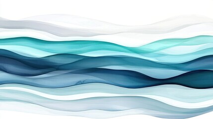 Poster - Water watercolor concept. Elegant abstract waves in soothing shades of blue and green, perfect for creative projects.