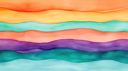 Poster - Tropical watercolor idea. Vibrant watercolor stripes in colorful layers creating an abstract artistic background.