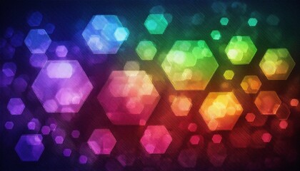 Fototapete - vibrant hexagonal bokeh abstract with a rainbow gradient, ideal for creative backgrounds, graphic designs, and digital art projects