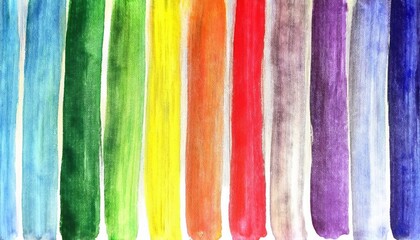 Poster - vibrant watercolor rainbow stripes pattern with bold color transitions, ideal for design, art projects, and creative background