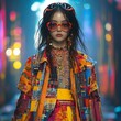© tonpreecha - Anime-inspired fashion designer, glamorous runway, avant-garde outfits, creative flair, confident expression, fashion show, vibrant colors, high-quality, 16:9 aspect ratio