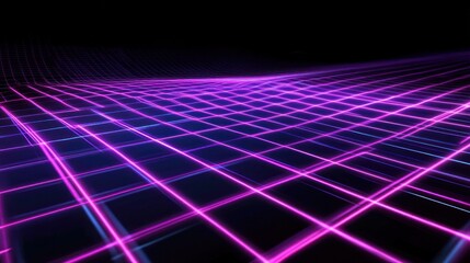 Wall Mural - neon grid: a digital landscape of purple and blue