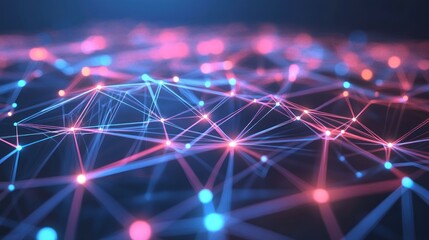 Wall Mural - abstract network connection: illuminated nodes and lines representing global connectivity