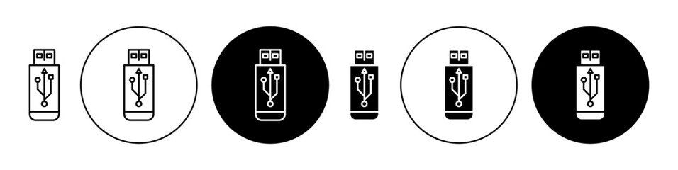 Wall Mural - USB icons set in black filled and stroke line style