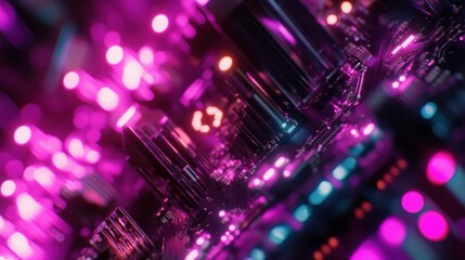 Wall Mural - neon circuit board: a cyberpunk dreamscape