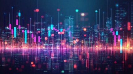 Wall Mural - Big Data Technology for Business Finance Analytic Concept. Modern graphic interface shows massive information of business sale report, profit chart and stock market trends analysis on screen monitor.,