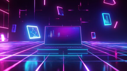 Wall Mural - neon nights: digital dreamscape