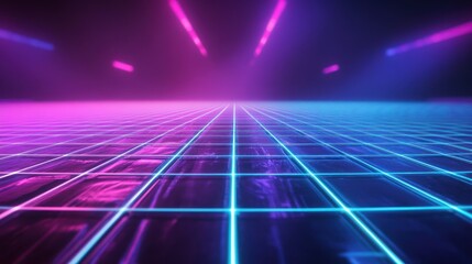 Wall Mural - neon grid: a cyberpunk dreamscape