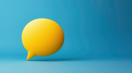 Aufkleber - 3D yellow speech bubble on blue background.
