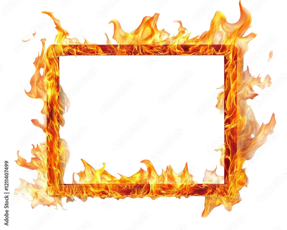 Flaming frame with vibrant fire elements, perfect for creative designs ...