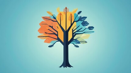 Aufkleber - Abstract tree illustration depicting four seasons spring, summer, autumn, winter.