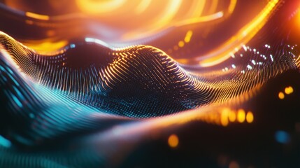 Wall Mural - abstract digital landscape: wavy lines and vibrant hues