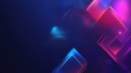 Wall Mural - abstract neon geometric shapes background: dynamic pink, blue, and purple glowing rhombuses