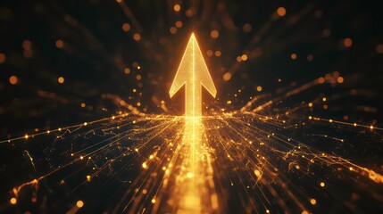 Poster - Glowing upward arrow with particle effects, symbolizing growth, progress, and success.