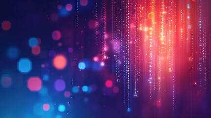 Wall Mural - abstract digital rain: a symphony of binary code and neon lights
