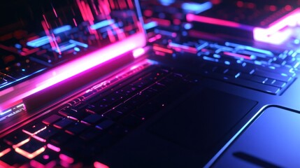 Wall Mural - neon laptop abstract cyberpunk