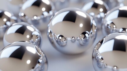 Poster - Close-up of many shiny, chrome spheres reflecting light.