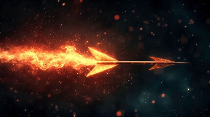 Poster - Fiery arrow flying through dark space, leaving a blazing trail.