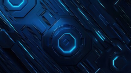 Wall Mural - abstract digital technology background: futuristic blue hexagon circuitry design