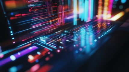 Wall Mural - neon digital landscape: a futuristic tech vision