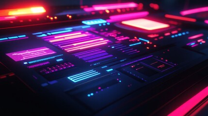 Wall Mural - futuristic neon interface: a cyberpunk digital dashboard
