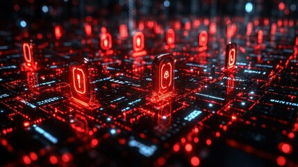 Cybersecurity Network: Red Alert Digital Landscape