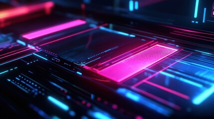Wall Mural - neon circuitry: a futuristic digital landscape