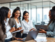 © redtiger9 - Diverse Group of Professionals Engaged in a Casual Office Meeting in a Modern Collaborative Workplace