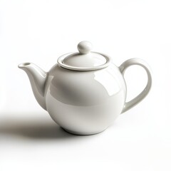 Wall Mural - White porcelain teapot isolated on white background.