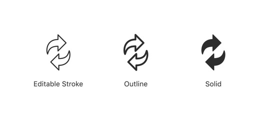 Leinwandbilder - Refresh icon vector. recycle vector icon symbol. Repeat and reload icons set and two arrows rotation circle. Sync icon symbol convert button sign. editable stroke, solid, outline style