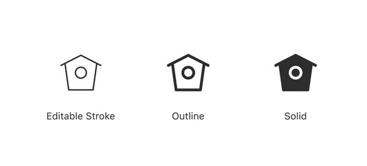 Poster - home icon house symbol set. bird house icons in editable stroke, outline, and solid styles for real estate, home design and architecture related projects
