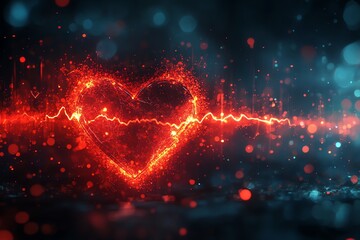 Wall Mural - fiery heartbeat: a glowing ember heart and energetic pulse