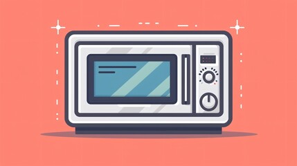 Modern Microwave Kitchen Appliance Technology Element Flat Vector Illustration