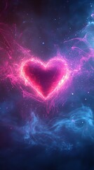 Canvas Print - glowing heart: cosmic nebula love abstract art