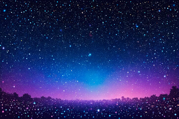 holographic night starry sky made of many particles. generative ai.
