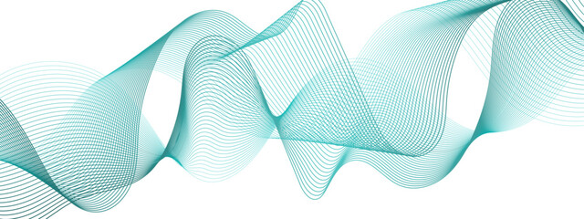 Poster - Abstract blue wave line on the white background. Modern summer creative gradient effect. Futuristic technological canvas template. Concept business, Brochure, Flyer, Science, Technology. 