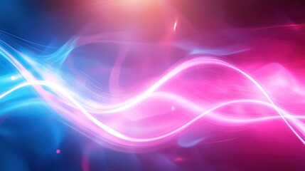 Wall Mural - abstract pink and blue light waves: a serene digital art