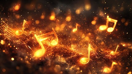 Wall Mural - fiery musical notes: a glowing ember art