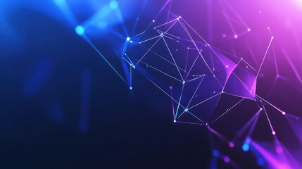 Wall Mural - abstract network connection: purple and blue digital mesh