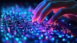 © wisnuromad art - Neon Dreams: A Close-Up of Hands Typing on a Vibrant Keyboard