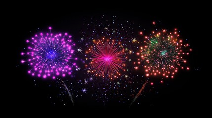 Wall Mural - Vibrant Fireworks Display: A Nighttime Spectacle of Color and Light