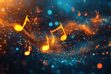Canvas Print - glowing musical notes: a sparkling, abstract artwork