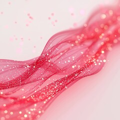 Wall Mural - Pink spark concept. Flowing pink fabric with sparkling glitter highlights.