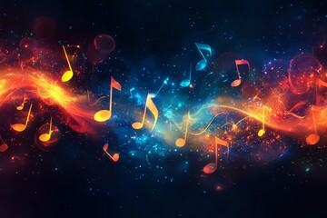 Wall Mural - fiery musical notes: an energetic abstract composition