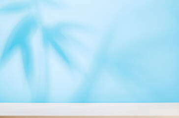 Aufkleber - Template with empty table and wall with natural plant shadow and sunny glare