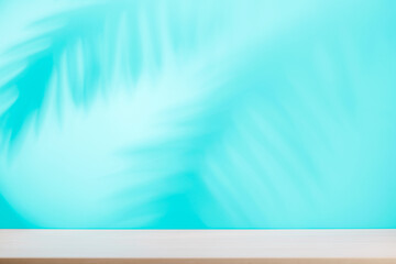 Aufkleber - Template with empty table and wall with natural plant shadow and sunny glare