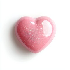 Wall Mural - Heart sparkles concept. Shiny pink heart-shaped object with glitter on a white background.